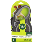 Поводок-рулетка для собак Urban L, 5м до 50кг, лента, черный, Triol