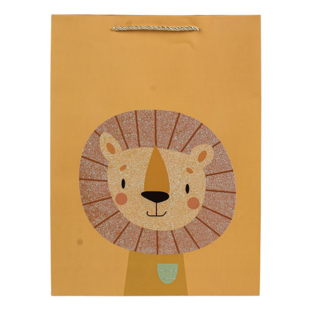 Пакет подарочный "Животные" 44*31*12см, с глитт, ручки - шнурок, 4 диз.