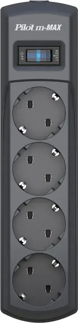 Удлинитель ZIS Pilot, сетевой фильтр, 3300 Вт / 15А, 4 розетки, 1.8 метра, с выключателем