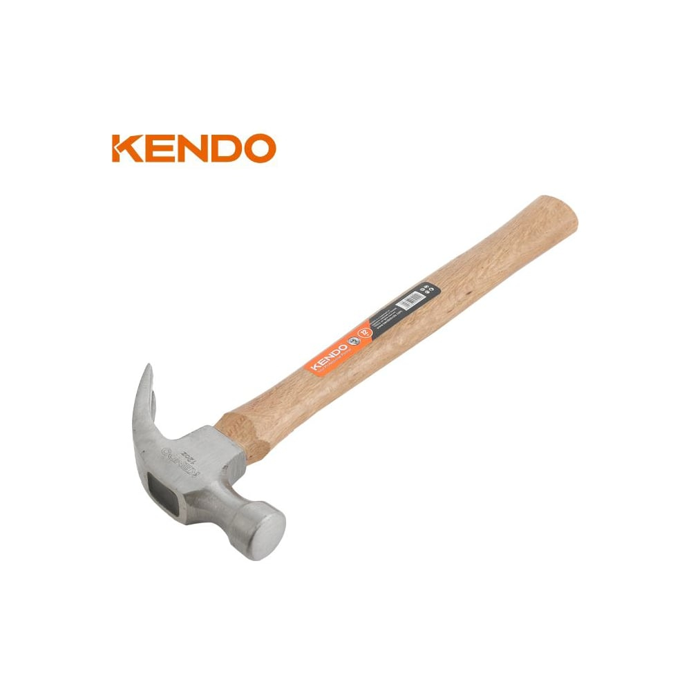 Молоток-гвоздодер KENDO с  деревянной рукояткой, 450 гр 25123