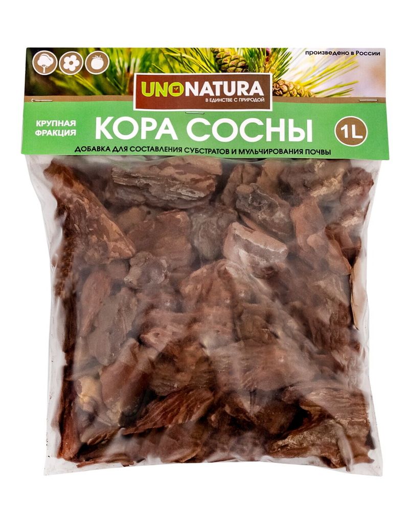 Кора сосны крупная фракция 1л Unonatura