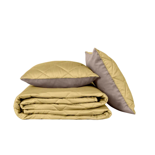 Покрывало + 2 наволочки BuyColor Шоколад/Горчица