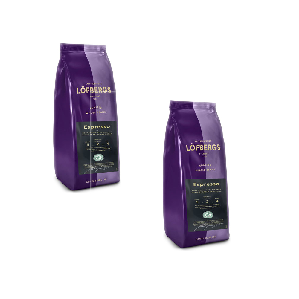 Кофе в зернах Lofbergs Espresso, 1 кг (Лофбергс) х 2 шт