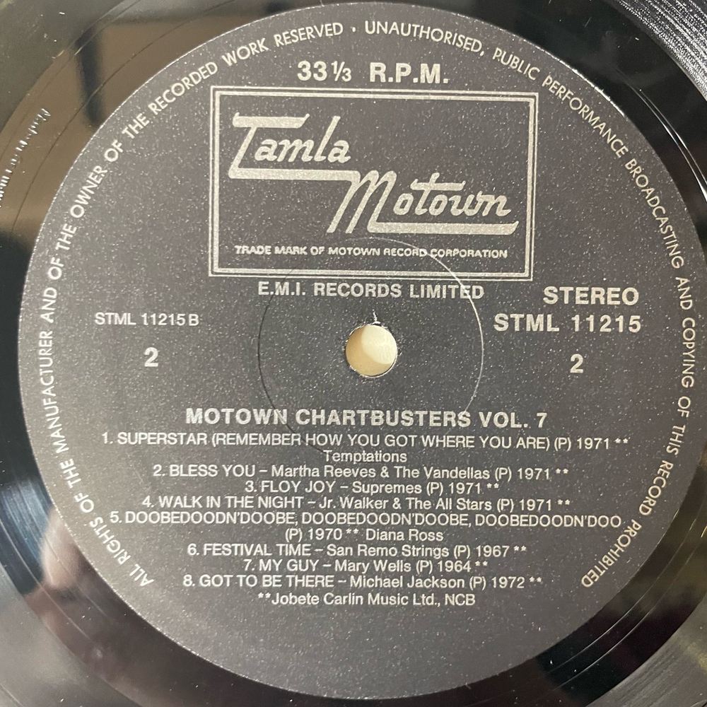 Винтажная виниловая пластинка LP Сборник Фанка Motown Chartbusters Volume 7 (Англия 1972) (Michael Jackson, Diana Ross, The Temptations и др)