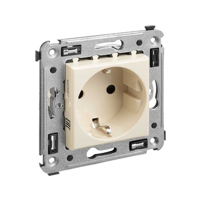 Розетка в стену, 2P+E, с з/ш, "Avanti", "Ванильная дымка"