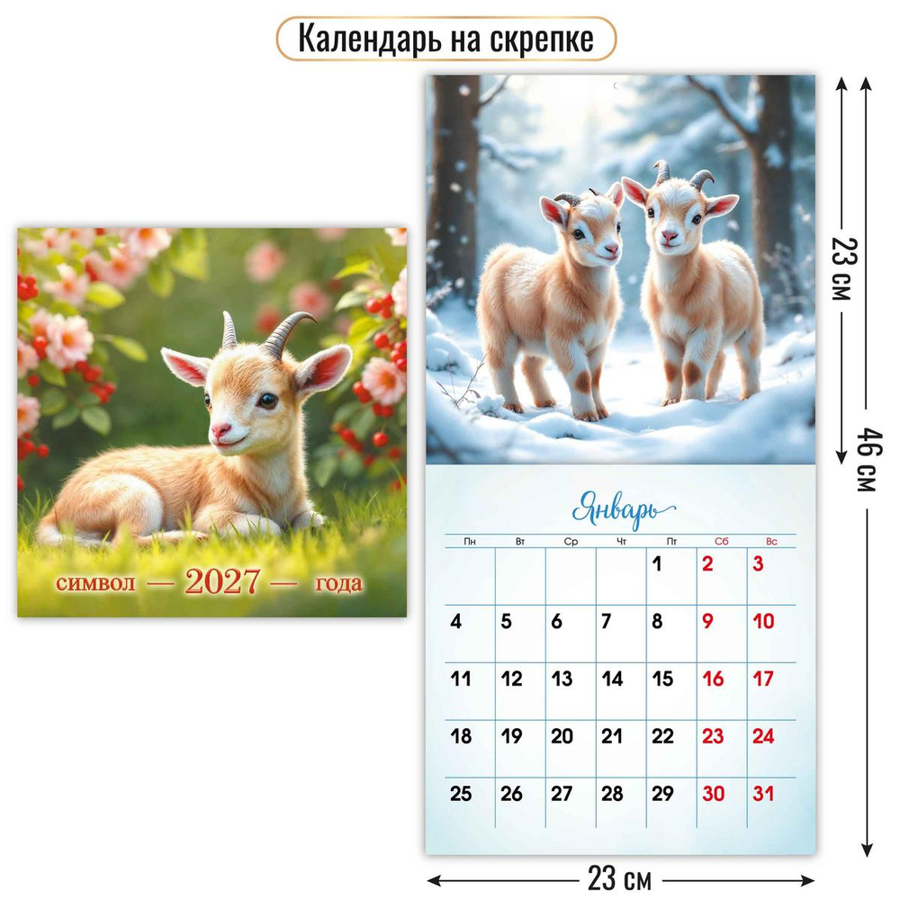 Календарь на скрепке 230х230 2027 "Символ года" 10091 (Квадра)
