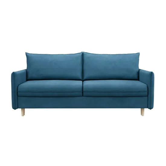 СКАНДИ Диван тканевый прямой синий