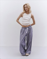 Striped Baggy Pants Blue