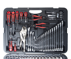 Набор инструментов 156 предметов слесарно-монтажный 1/4",1/2" 6-ти гранных в кейсе JTC