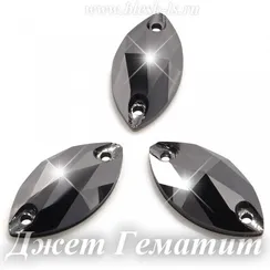 Пришивная лодочка Dongzhou с 2 отверстиями, Джет Гематит