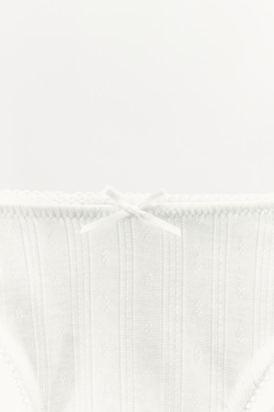 ZARA БАЗОВЫЕ ПЕРФОРИРОВАННЫЕ ТРУСЫ, БЕЛЫЙ