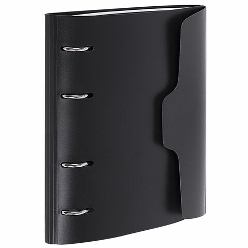 Тетрадь на кольцах А5 175х220мм, 120л, пластик, на липучке с разделителями, BRAUBERG, Черный,404637