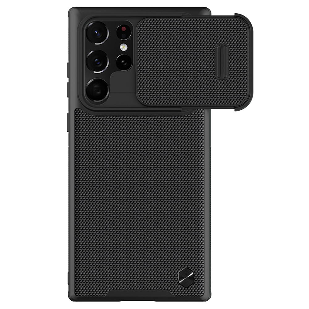Текстурный чехол от Nillkin для Samsung Galaxy S22 Ultra, серия Textured Case S (покрытие нейлонового волокна), полуавтоматическая механизм сдвижной шторки