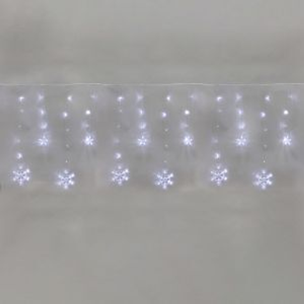 Гирлянда Бахрома со снежинками 2,4х0,9м, 150LED, белый, с контроллером 8 режимов, 230В NEON-NIGHT