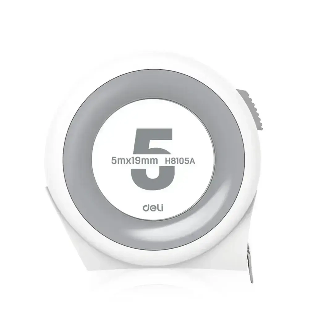 Рулетка "Home Series White" Deli H8105A 5м х 19мм (Эксклюзивный дизайн, клипса, ремешок, подарочная упаковка)