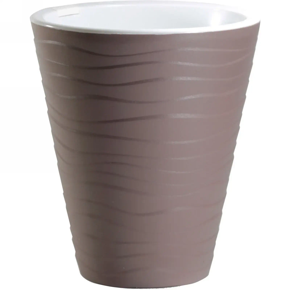 Кашпо для цветов пластиковое 2,8л d-17см «Валенсия» со вставкой мокко