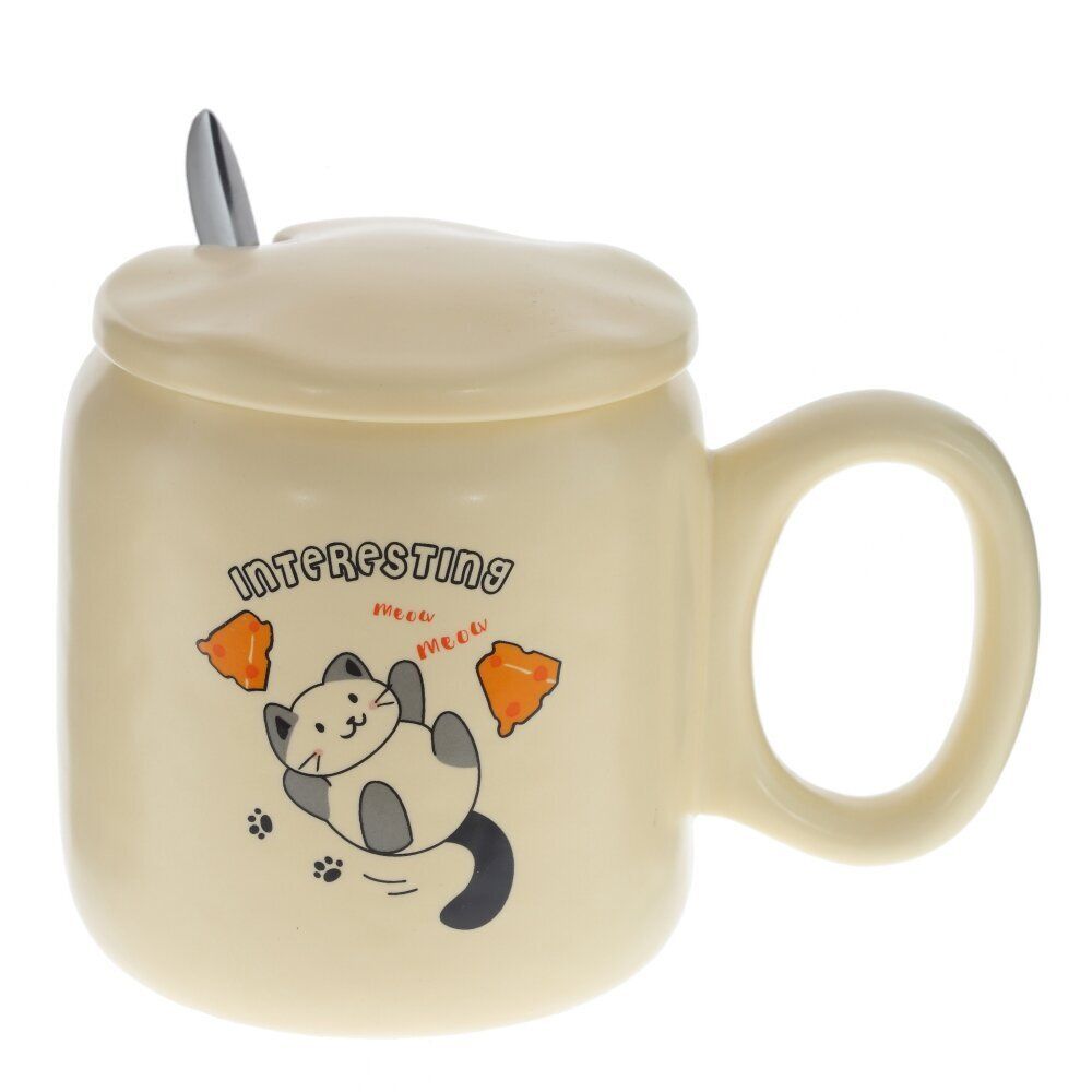 GAEM Кружка с крышкой и ложкой, 450 мл, L14 W9 H12 см, 2в.