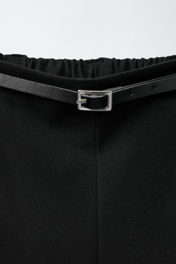 ZARA БРЮКИ-КЮЛОТЫ С ПОЯСОМ, ЧЕРНЫЙ