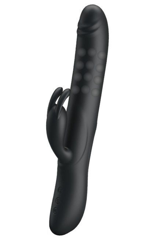 Чёрный вибратор с вращающимися бусинами Colin - 25 см.