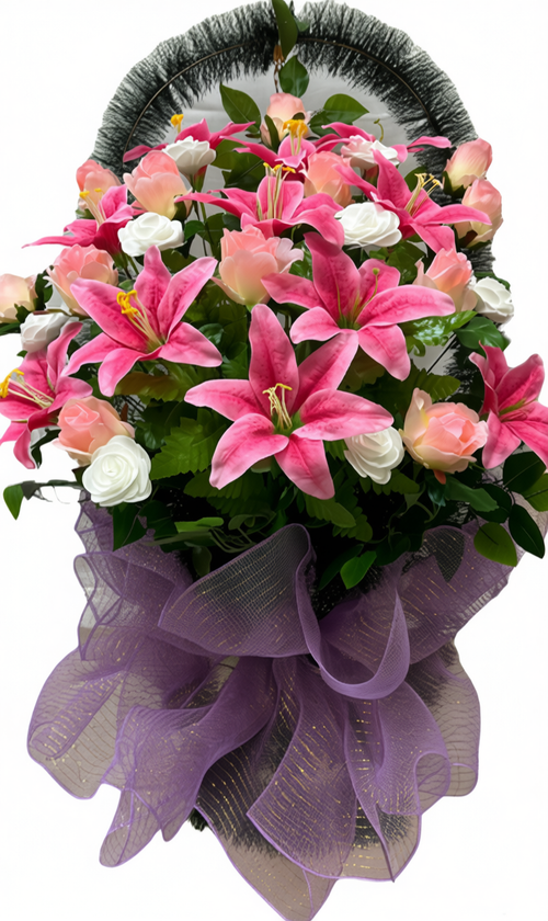 Корзина из искусственных цветов «Ладья большая №03»