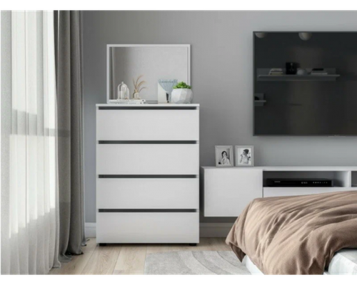 Токио Комод 4 ящика (Белый текстурный ) SV Мебель