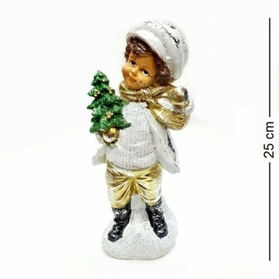 Фигурка Мальчик на санках 25см