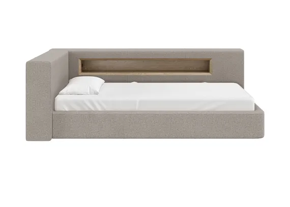 Диван-кровать Cube c нишей L (бежевый, рогожка)