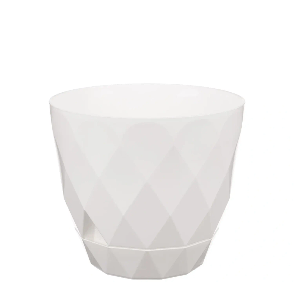 Горшок для цветов пластиковый 1,3л d-14,5см «Laurel» с поддоном белый