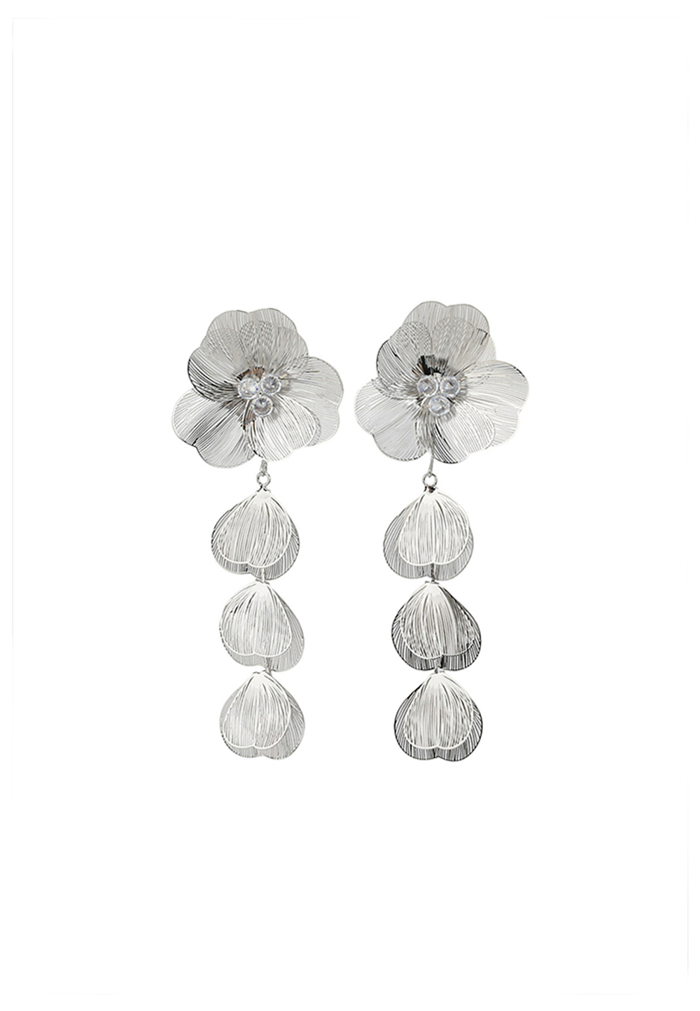 Серьги "Цветы" цвет - серебро