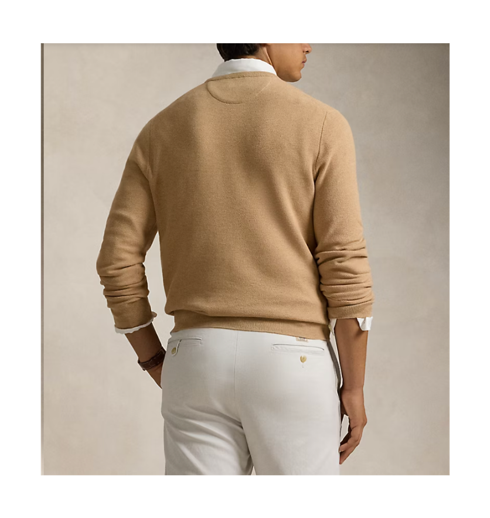 Фактурный хлопковый свитер с круглым вырезом Polo Ralph Lauren