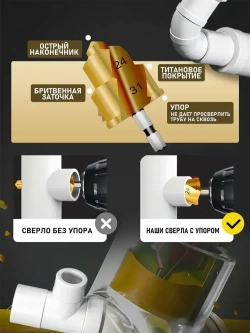 3 штуки подъемные сверла 20/25/32 мм, используется для сверления ступеней расширения пластиковых водопроводных труб