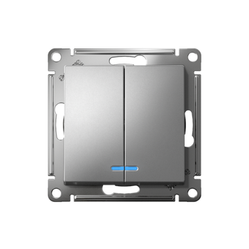 Выключатель 2-кл. СП AtlasDesign 10А IP20 (сх. 5а) 10AX с подсветкой механизм сталь SE ATN000953