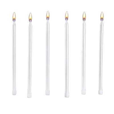 Свечи в торт "Ройс", 6 шт, высокие, 14 см, жемчужный металлик
