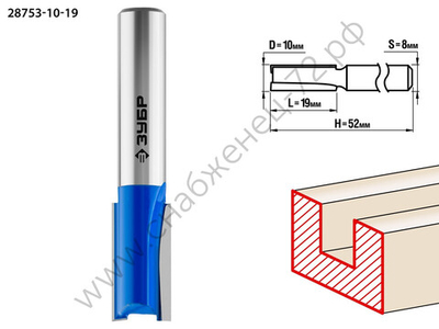 ЗУБР 10x19мм, хвостовик 8мм, фреза пазовая прямая