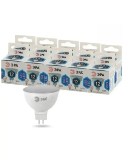 Лампочка светодиодная ЭРА LED MR16 GU5.3 12 Вт софит 4000К нейтральный белый свет набор 10 штук