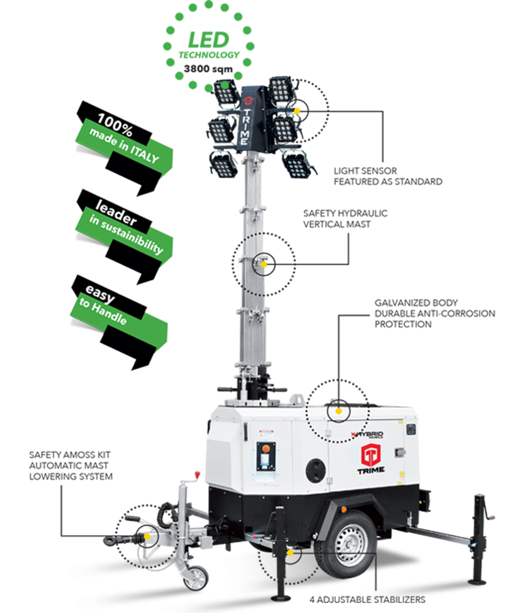 TRIME X-HYBRID MOBILE 6X150W LED 9M гибридная осветительная мачта