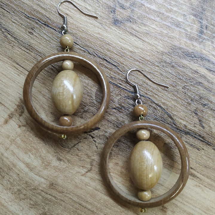 Серьги Истина, дерево, цвет светло-коричневый, 35x45 мм 315331