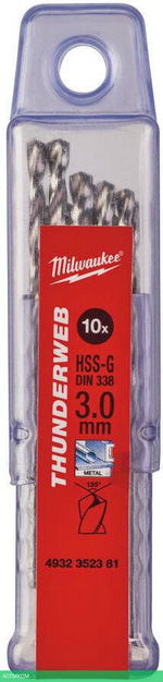 Сверло по металлу Milwaukee Thunderweb HSS-G 3x61мм 10шт (4932352381)