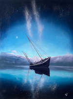 Картина маслом на холсте "Звёздный причал" 80х60 см. Деревянный подрамник. Художник Наталия Осадчук