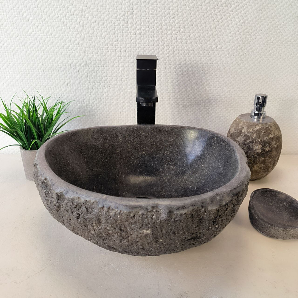 Раковина из речного камня RS-66033 37х35х15 из натурального камня