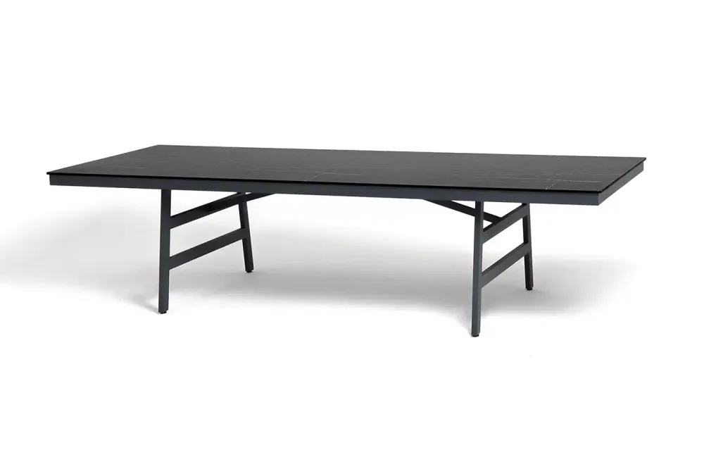 "Рио" стол из HPL 300х120см, цвет столешницы "черный мрамор", угол R3мм