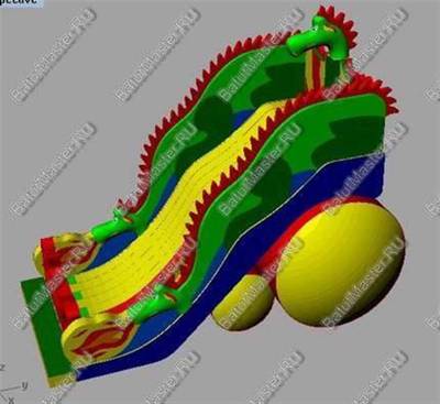 Коммерческий надувной батут-горка "Огненный дракон" 15*7*9 м