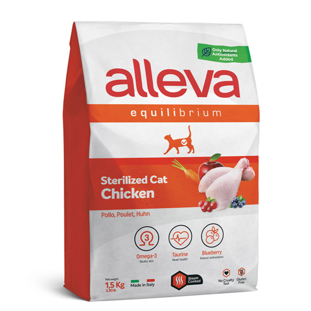 Полнорационный корм Alleva Equilibrium Sensitive, для стерилизованных кошек, курица, 1.5 кг
