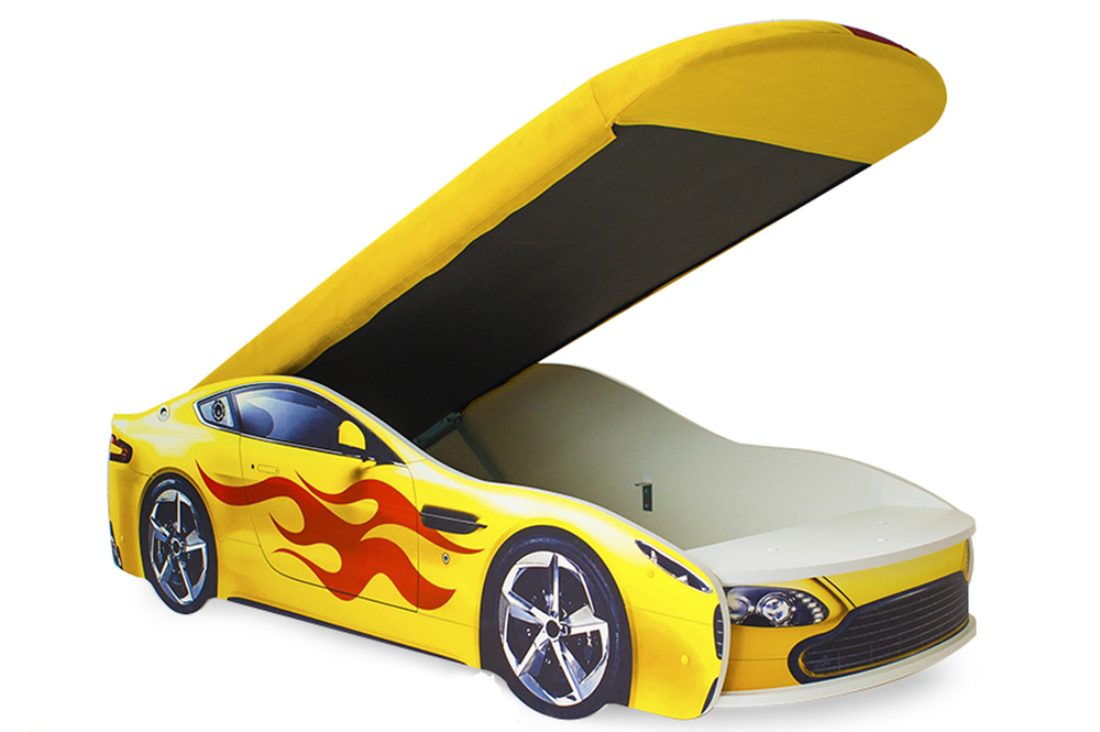 Кровать с матрасом Бельмарко Бондмобиль желтый