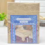 Скатерть 135*180см EMBOSSED (54*72) бежевая с коричневым