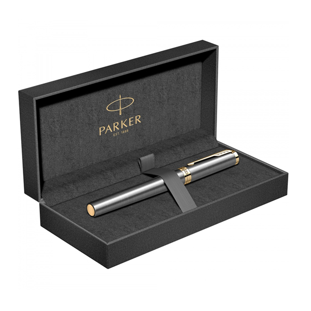 Перьевая ручка Parker Ingenuity Grey Core GT, перо: F (2 картриджа black и blue) в подарочной коробке