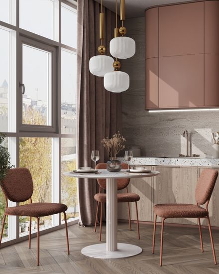 Стул обеденный Gigi коричневый букле розовые ножки