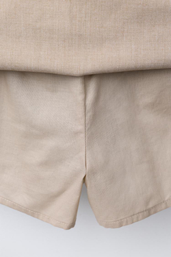 ZARA ЮБКА-ШОРТЫ С ФЛОКОВЫМ ПРИНТОМ, СВЕТЛО-БЕЖЕВЫЙ