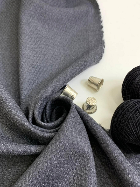 Костюмная шерсть принт соты, серый NB127