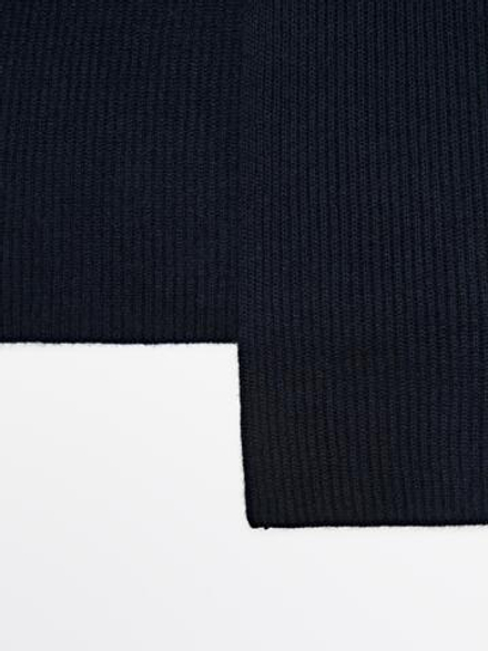 Massimo Dutti Шарф из 100% кашемира в рубчик, темно-синий